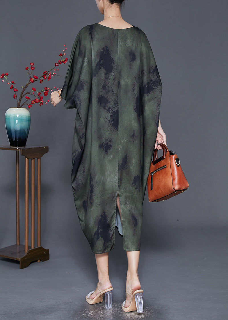 Art Blackish Green Oversized Tie Dye Vacation Dresses Fall