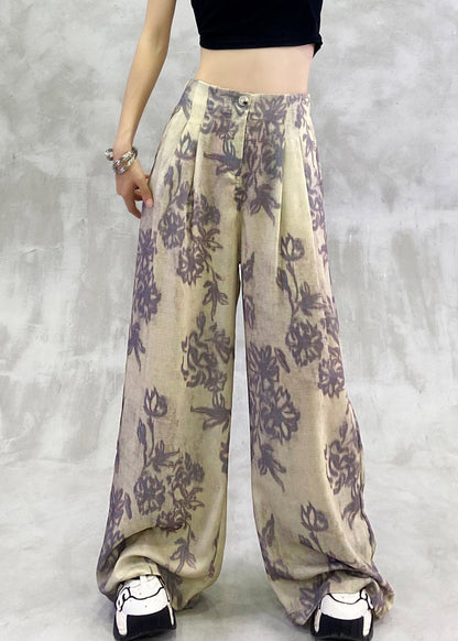 Modern Print Pockets Elastic Waist Pants Summer