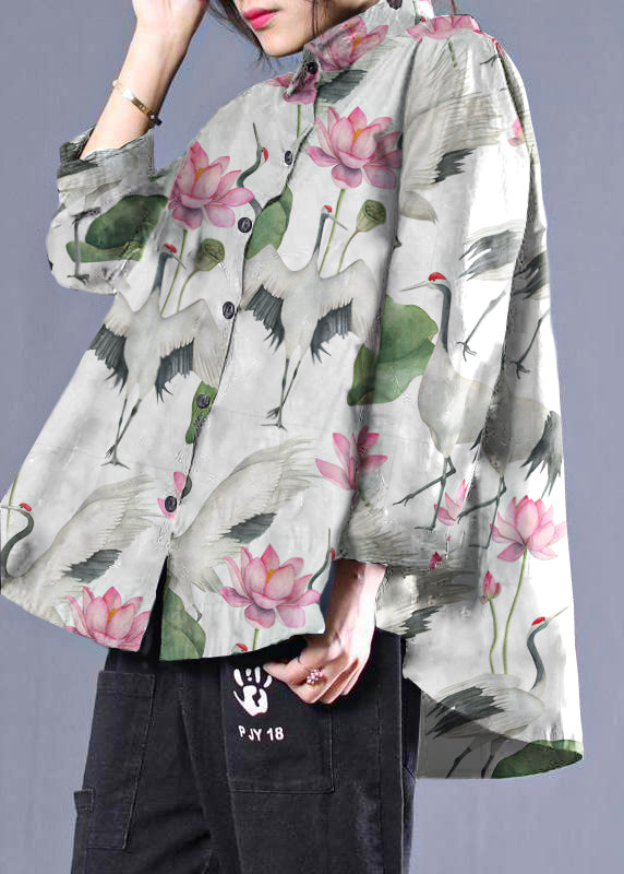 Diy Patchwork Shirts White-crane Blouses