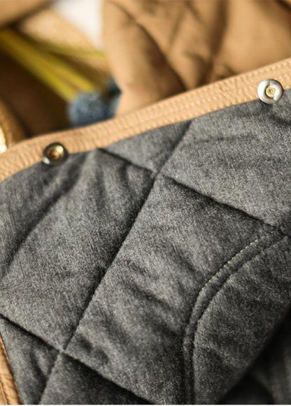 New Warm Coat Khaki O Neck Pockets Coat