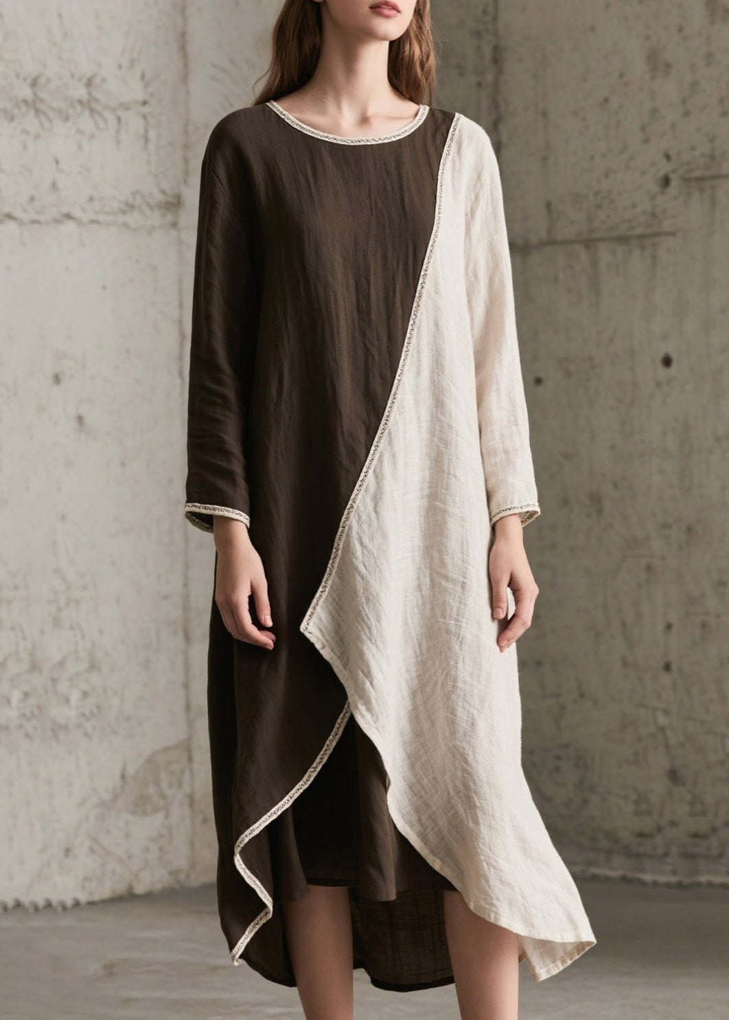 Colorblock Asymmetrical Oversized Cotton Maxi Dresses Spring