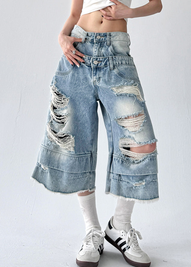 Blue Hole Original Design Denim Crop Pants Summer