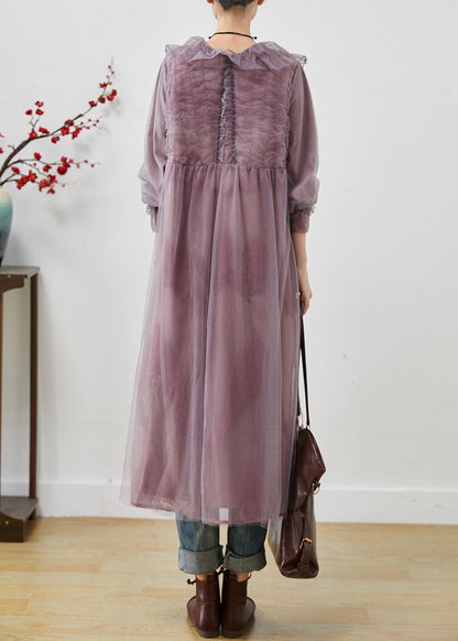 Purple Oversized Organza Maxi Dress Print Spring