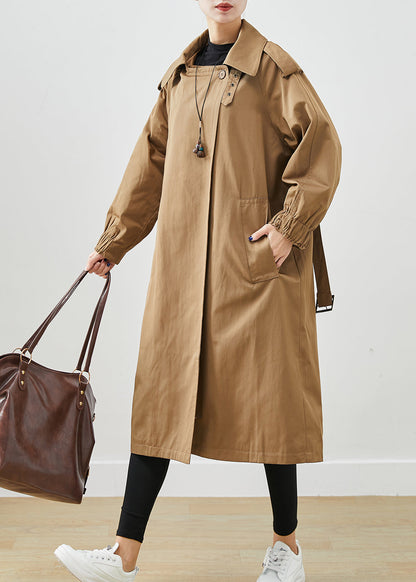 Chocolate Oversized Pockets Cotton Coat Outwear Fall