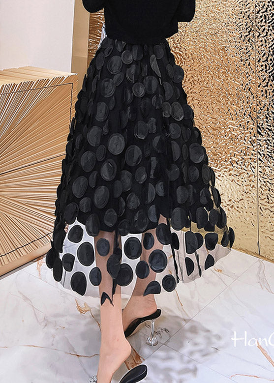 Novelty Black Elastic Waist Tulle a Line Skirts Summer