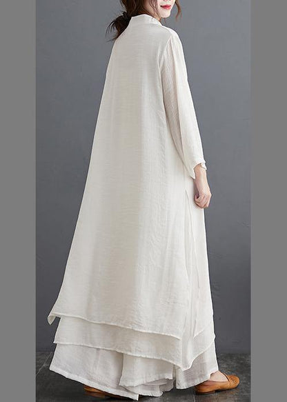 Slim Suit Large Medium Length Dress Wide Leg Pants White Two Piece Suit