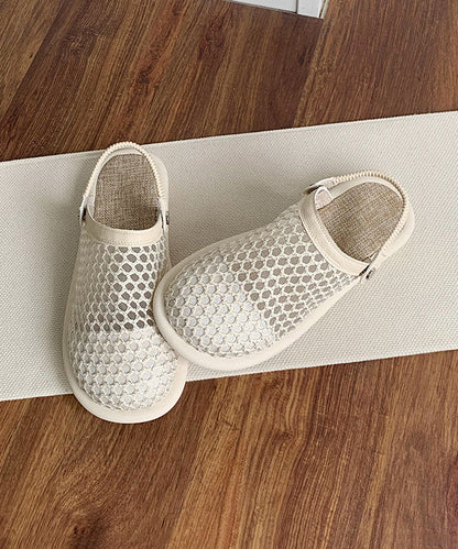 Beige Hollow Out Breathable Mesh Splicing Sandals