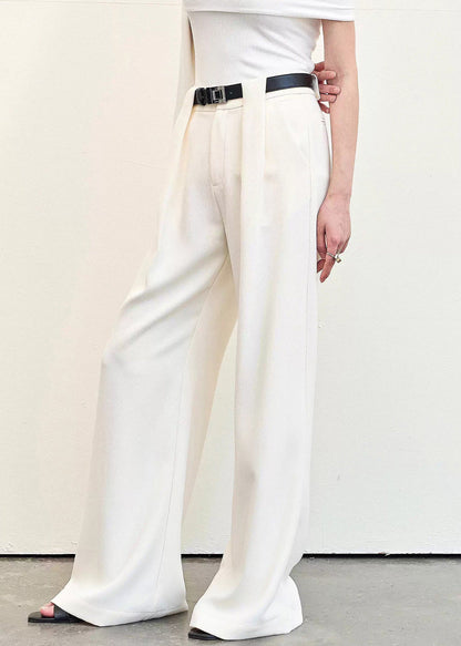 Stylish Beige Pockets High Waist Spandex Pants Summer