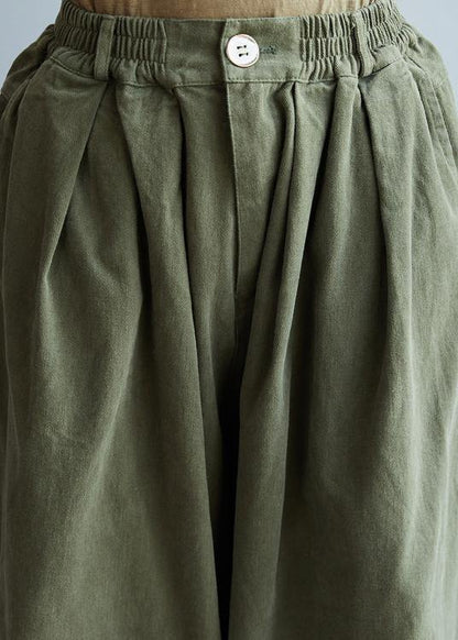 French Loose Trousers Arm Green Inspiration Elastic Waist Wild Pants