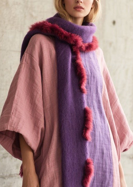 Pink Oversized Patchwork Cotton Robe Dresses Lantern Sleeve