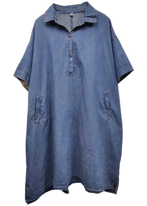 Black Grey Turn-down Collar Button Summer Maxi Dresses