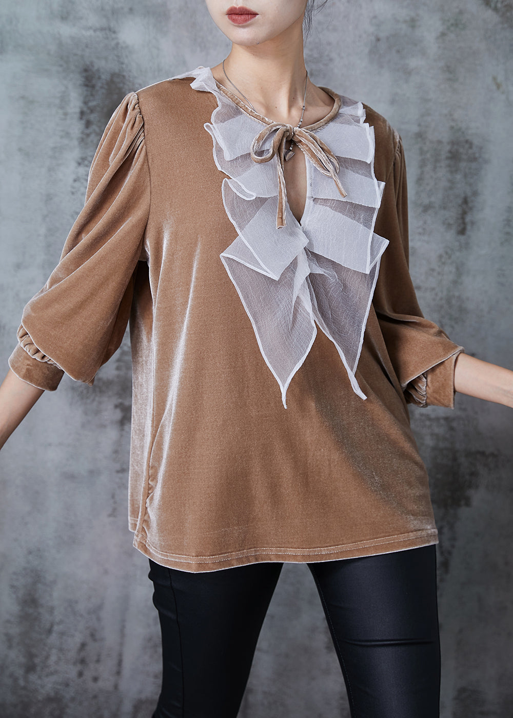 Nude Oversized Patchwork Silk Velour Shirts Fall