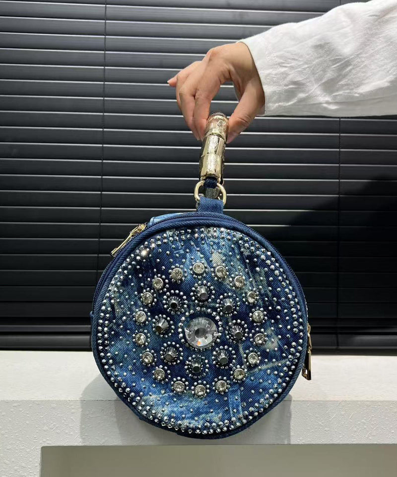 Blue Rivet Zircon Denim Tote Handbag