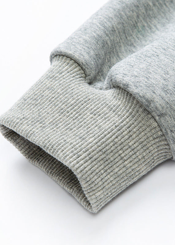Grey Patchwork Sashes Sweatshirt Lantern Sleeve