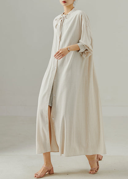Handmade White Oversized Lace Up Cotton Dresses Spring