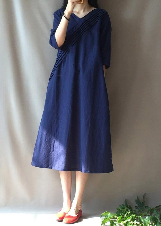 Diy V Neck Half Sleeve Long Shirts Neckline Navy Traveling Dress