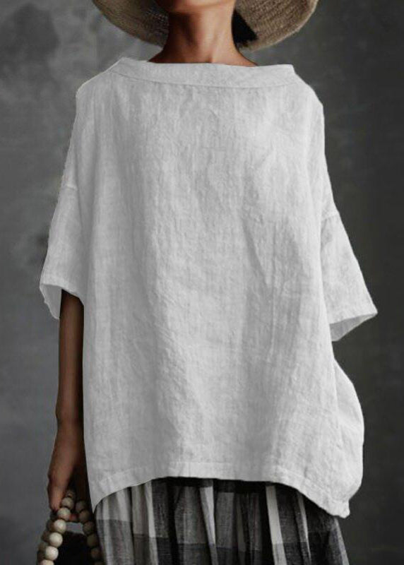 Grey O-neck Patchwork Cotton T Shirts Summer
