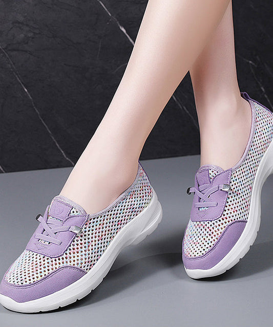 Hollow Out Purple Flat Shoes for Cross Strap Flat Shoes