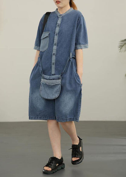 Modern Blue Pockets Shorts Jumpsuit Shorts Summer
