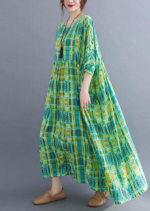 Green O-neck Half Sleeve Summer Holiday Dress