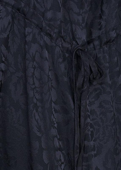 Black Jacquard Patchwork Silk Cardigans Long