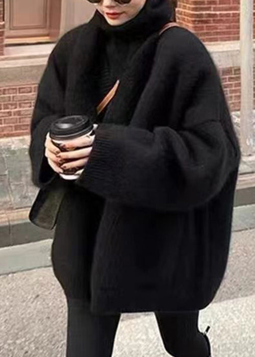 Brown V Neck Pockets Cotton Knit Cardigans Long Sleeve