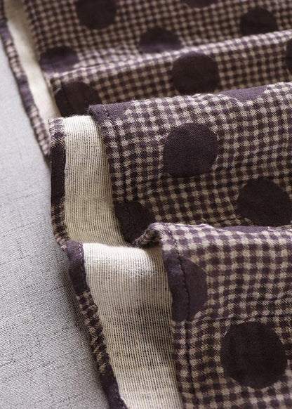 Purple Button Patchwork Pockets Fall Print Party Dress Long Sleeve