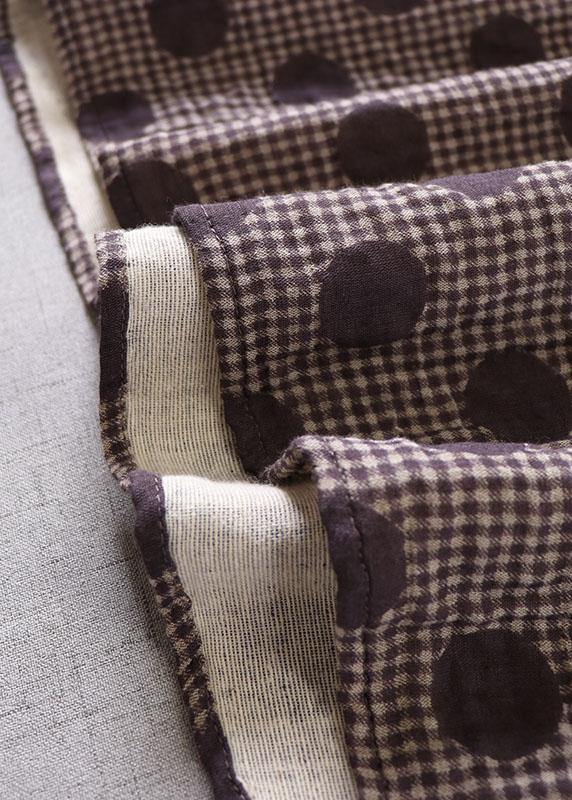 Purple Button Patchwork Pockets Fall Print Party Dress Long Sleeve