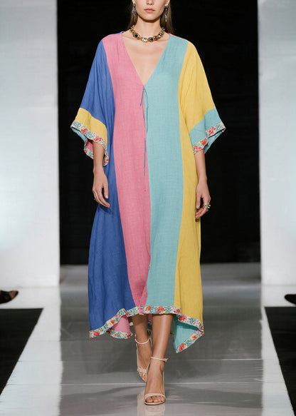 Colorblock Oversized Cotton Maxi Dress Summer