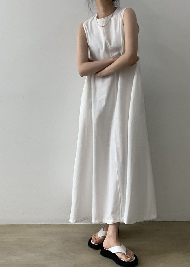 White Patchwork Cotton Dress Sleeveless