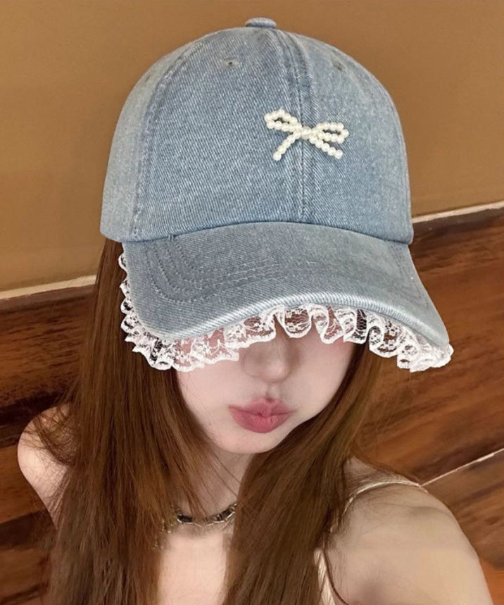 New Lace Edged Denim Baseball Cap Hat