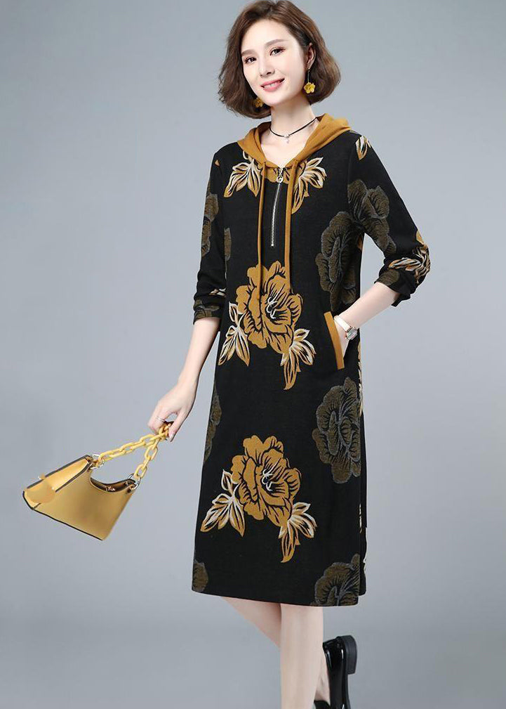 Cinched Velour Hooded Dress Fall