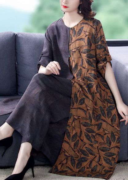 Colorblock Side Open Pocket Patchwork Cotton Tops and Pants Two Pieces Set Spring