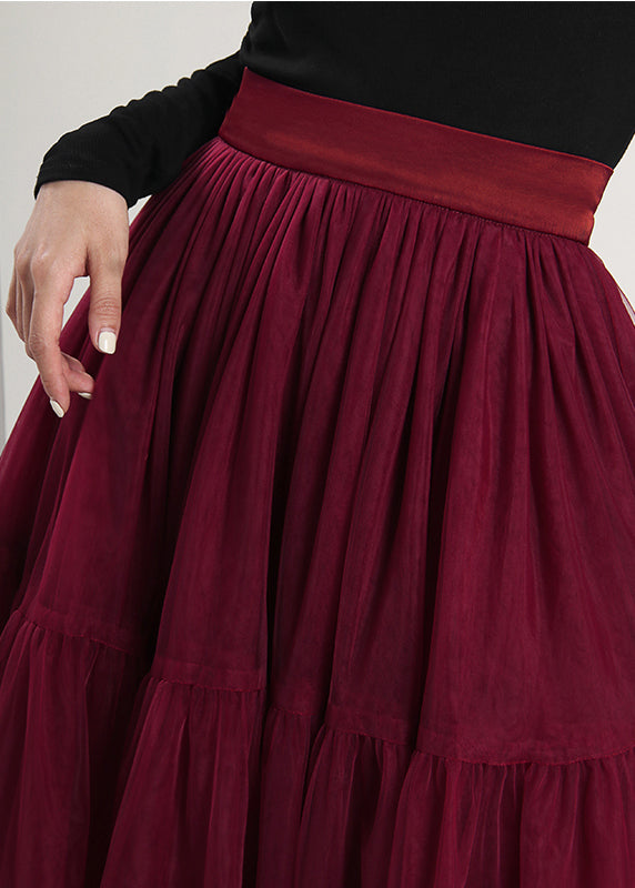 Style Mulberry High Waist Patchwork Tulle Skirts Spring