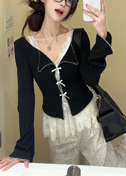 New White V Neck Lace Tank and Knit Cardigans Two Pieces Set Sleeveless