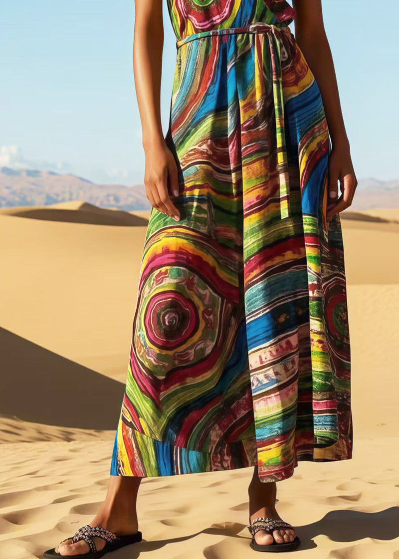 Rainbow Print Cotton Sundress Summer