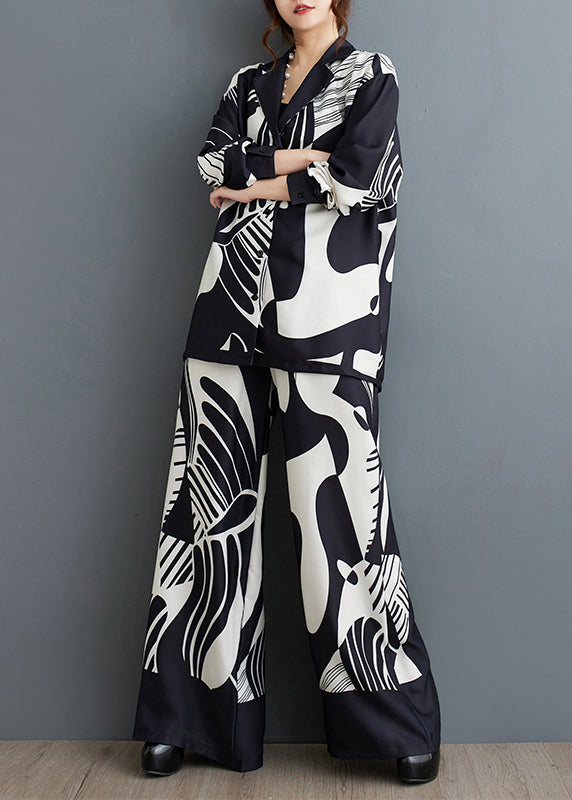 New Black Print Two Piece Set for Autumn