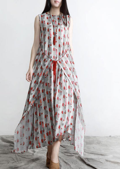 Fitted Print Patchwork Asymmetrical Design Summer Dress