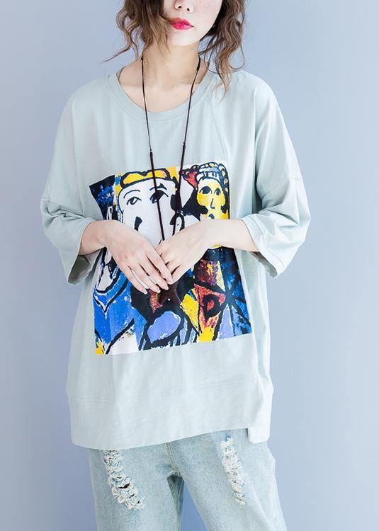 Blue Green Side Open Cotton Summer Tops