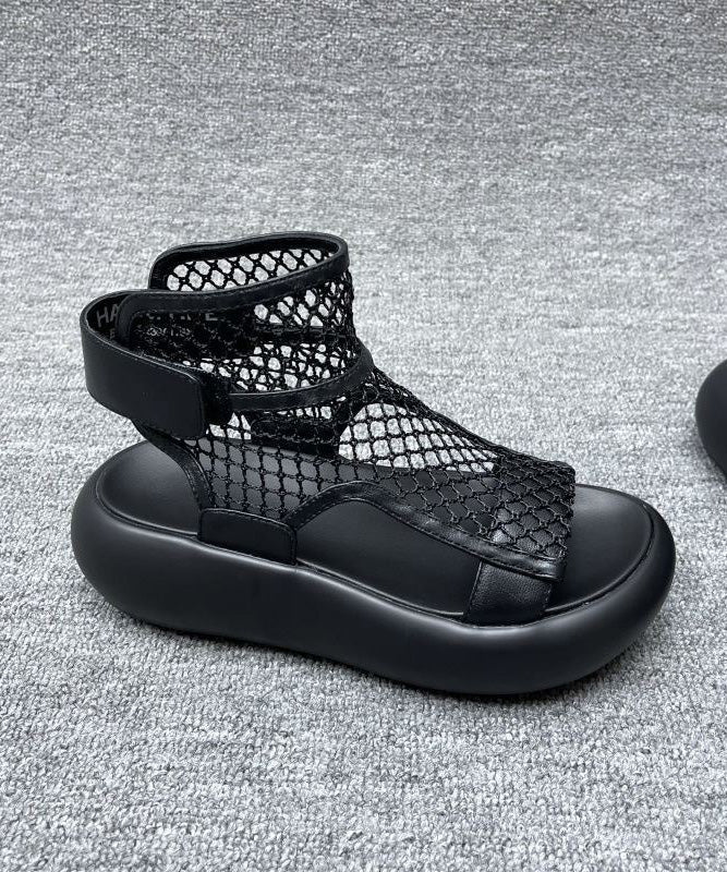 Grey Platform Breathable Mesh Splicing Sandals