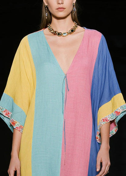 Colorblock Oversized Cotton Holiday Dress Summer