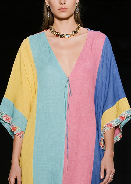 Colorblock Oversized Cotton Holiday Dress Summer