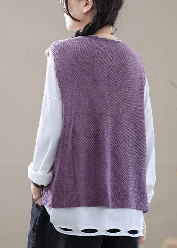 Style Khaki Embroideried Pockets Fall Shirt Knit Vest Sleeveless