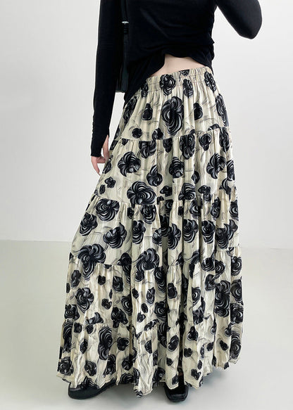 Black Exra Large Hem Cotton Skirts Spring