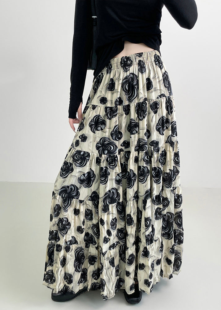 Black Exra Large Hem Cotton Skirts Spring