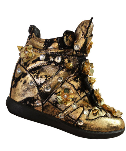 Yellow Sequins Nail Bead Splicing Boots