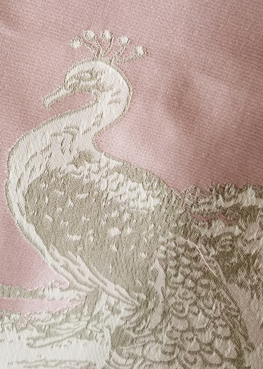 Pink Stand Collar Peacock Jacquard Silk Vest Sleeveless