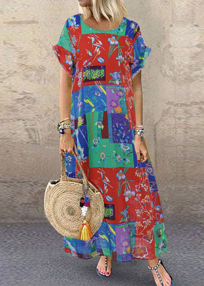 Print Short Sleeve Summer Dress