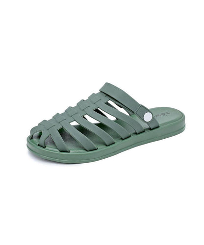 Splicing Hollow Out Black Slide Sandals