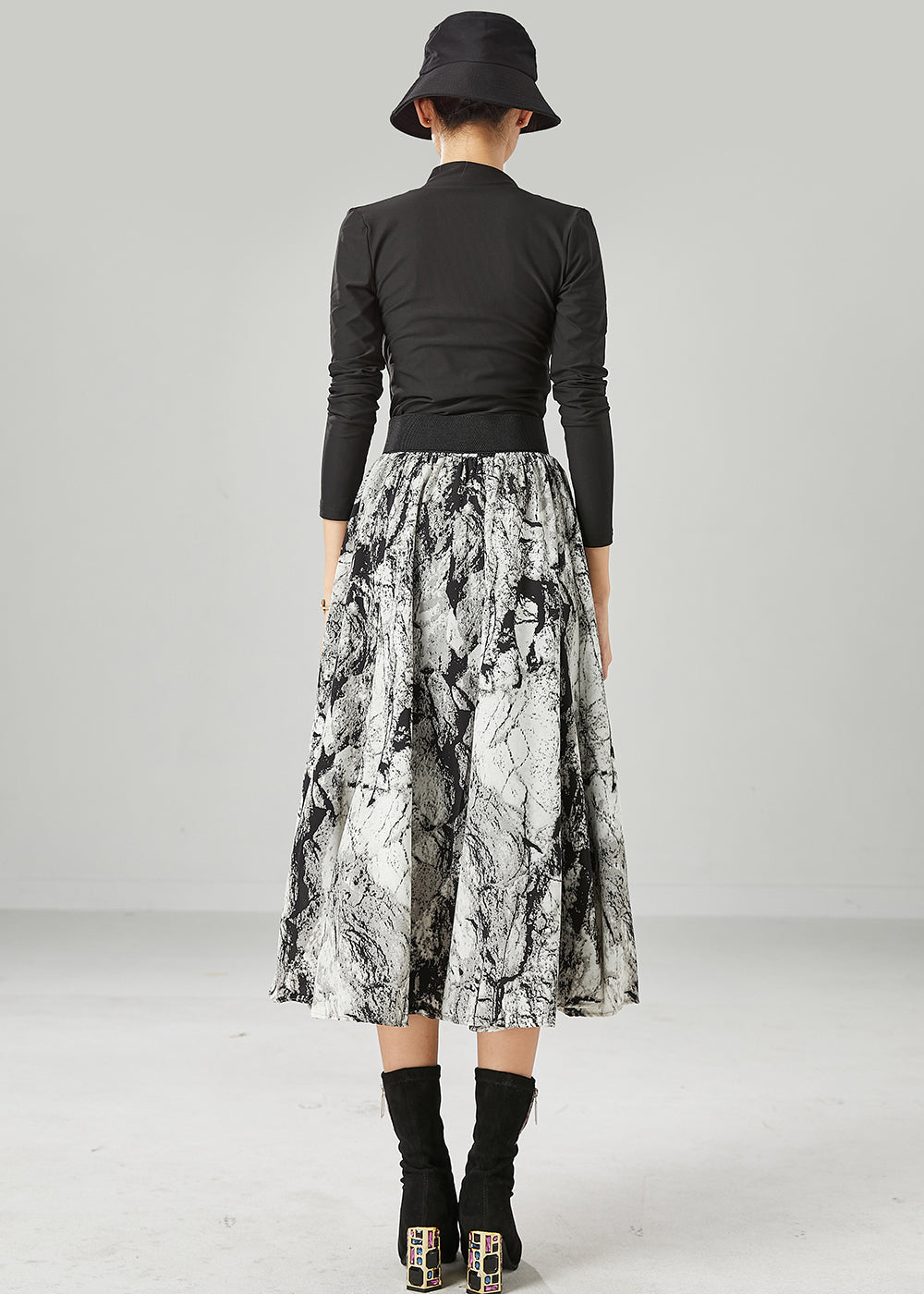 White Tie Dye Cotton a Line Skirt Summer